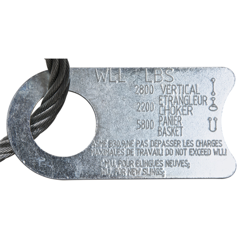 &eacute;lingue de levage &agrave; c&acirc;ble m&eacute;tallique - deux boucles, galvanis&eacute; Kelford