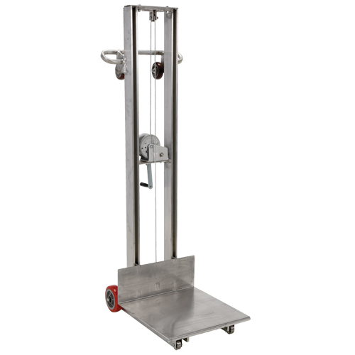 Platform Lift Stacker, Hand Winch Operated, 400 lbs. Capacity, 58" Max Lift Kelford