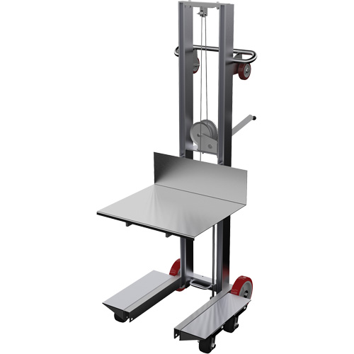 Platform Lift Stacker, Hand Winch Operated, 400 lbs. Capacity, 60" Max Lift Kelford