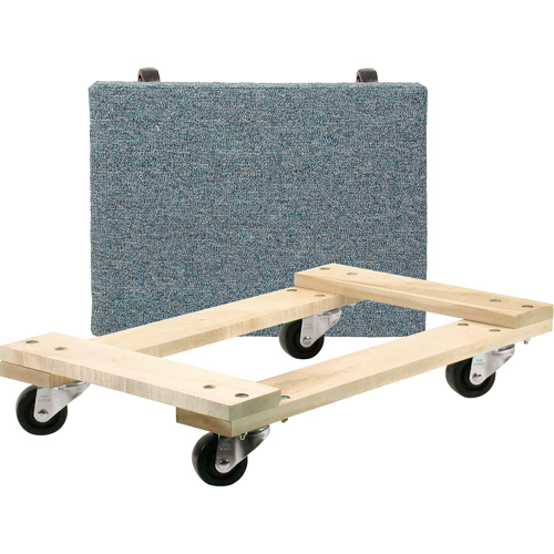 Wood Dollies - Medium-Duty, Polyolefin Wheels, 900 lbs. Capacity, 18" W x 24" D x 7" H Kelford