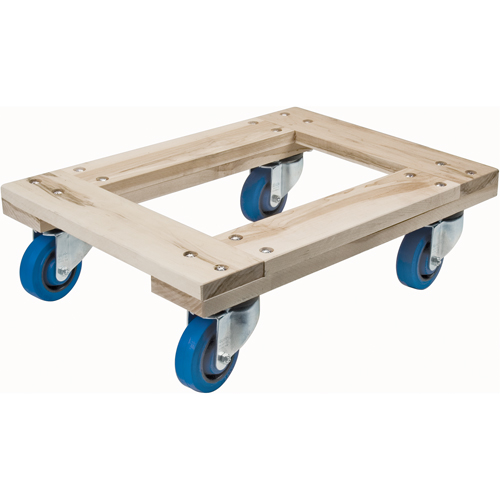 Wood Dollies - Heavy-Duty, Rubber Wheels, 1400 lbs. Capacity, 18" W x 24" D x 7" H Kelford