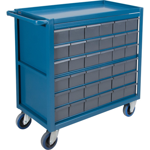 Drawer Shelf Cart, 1200 lbs. Capacity, Steel, 18" x W, 35" x H, 36" D, Rubber Wheels, All-Welded, 36 Drawers Kelford