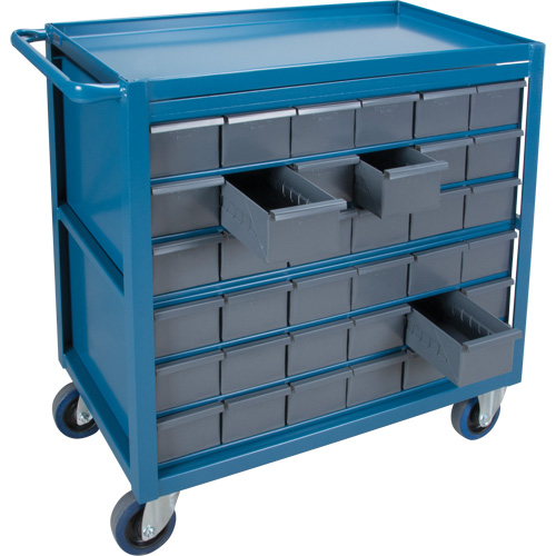 Drawer Shelf Cart, 1200 lbs. Capacity, Steel, 18" x W, 35" x H, 36" D, Rubber Wheels, All-Welded, 36 Drawers Kelford