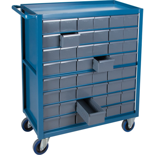 Drawer Shelf Cart, 1200 lbs. Capacity, Steel, 18" x W, 35" x H, 36" D, Rubber Wheels, All-Welded, 48 Drawers Kelford