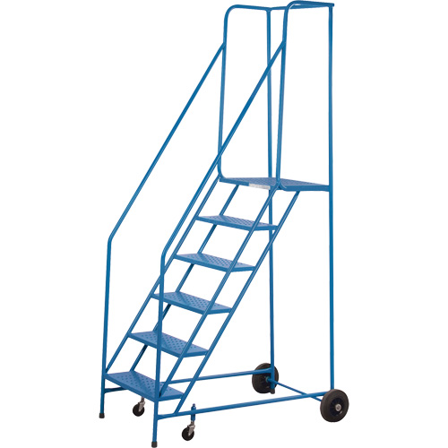 CSA-Certified Rolling Step Ladder, 6 Steps, 22" Step Width, 55" Platform Height, Steel Kelford