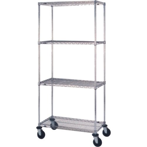 Chariots en treillis m&eacute;tallique, Chrom&eacute;, 24" x 69" x 48", Capacit&eacute; 800 lb Kelford