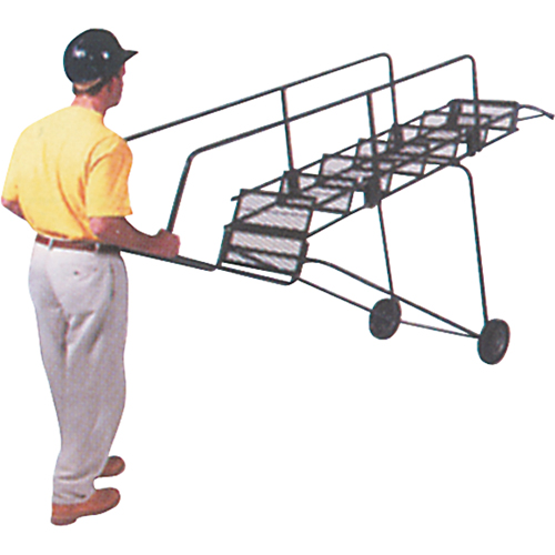 Fold-N-Store Rolling Ladders, 6 Steps, Perforated, 60" High Kelford