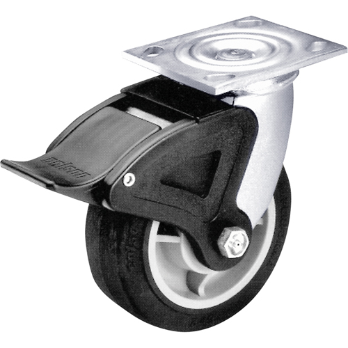 Total Locking Caster, Swivel with Brake, 6" (152.4 mm), Rubber, 450 lbs. (204 kg.) Kelford