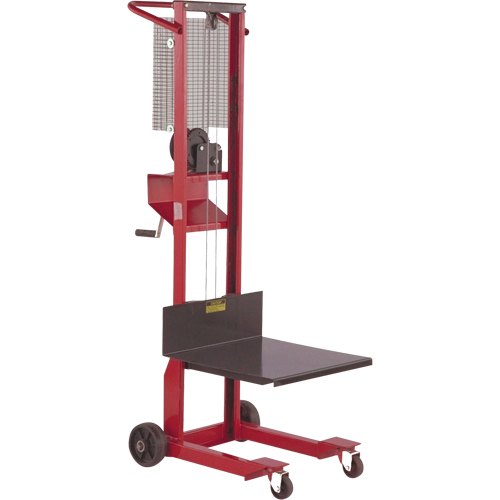 Platform Lift Stacker, Hand Winch Operated, 500 lbs Capacity, 54" Max Lift Kelford