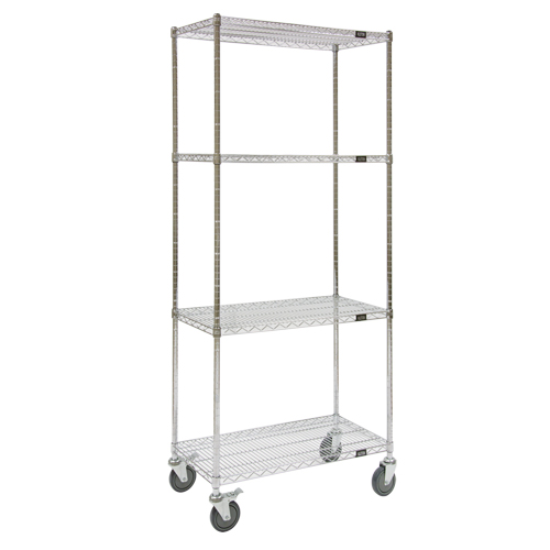 Chariots en treillis m&eacute;tallique, Chrom&eacute;, 48" x 80" x 24", Capacit&eacute; 800 lb Kelford