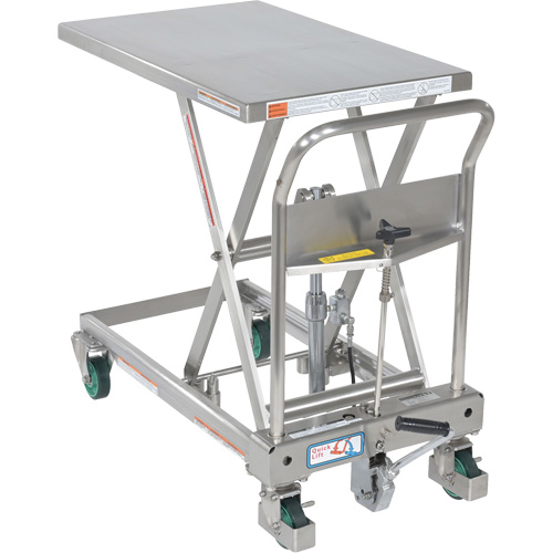 Table &eacute;l&eacute;vatrice hydraulique &agrave; ciseaux, 31-1/2" lo x 19-1/2" la, Acier inoxydable, Capacit&eacute; 550 lb Kelford