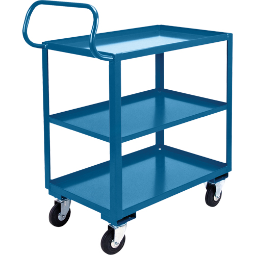Chariot ergonomique &agrave; tablettes, 800 lb Capacit&eacute;, Acier, 20" la x 37" ha x 32" p, Bordure vers le haut Kelford