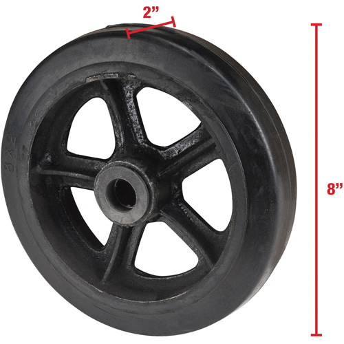 Mold-On Rubber Wheel, 8" (203 mm) Dia. x 2" (51 mm) W, 400 lbs. (181 kg.) Capacity Kelford