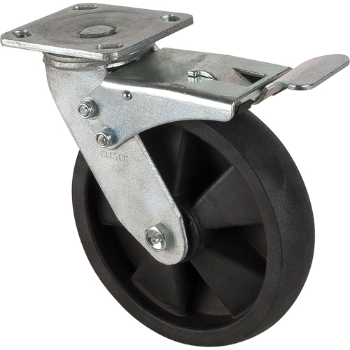 Hi-Temp Caster, Swivel with Brake, 8" (203.2 mm), Nylon, 1000 lbs. (453 kg.) Kelford