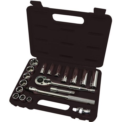 Jeu de douilles m&eacute;triques &agrave; 6 pans ISK-3820M, 20 Mcx, Prise de 3/8", Profond Kelford