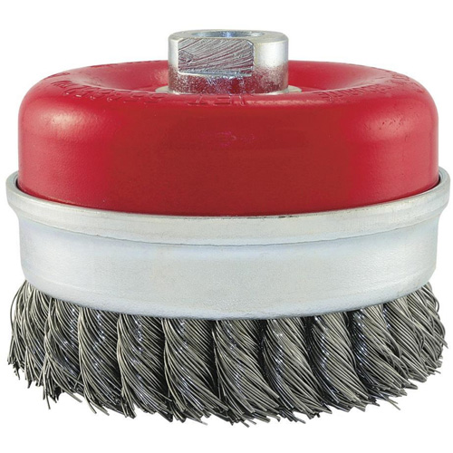Knot Banded Cup Brush, 5" Dia. x 5/8"-11 Arbor Kelford