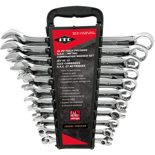 ICWP-22SM Wrench Set, Combination, 22 Pieces, Imperial and Metric Kelford