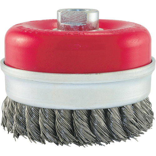 Knot Banded Cup Brush, 4" Dia. x 5/8"-11 Arbor Kelford