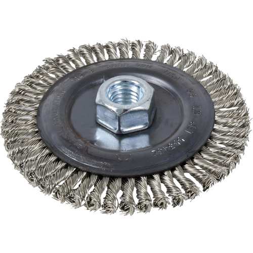 Stringer Bead Brush, 4" Dia., 0.022" Fill, 5/8"-11 Arbor, Stainless Steel Kelford
