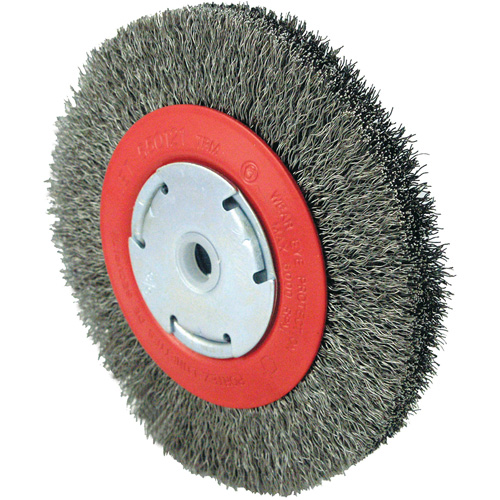 101F-2M Crimped Wire Brush, 6" Dia., 0.014" Fill, 1/2" - 2" Arbor Kelford