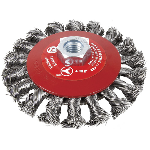 Brosse conique &agrave; fils torsad&eacute;s BK520T, Dia. 5", Arbre 5/8-11 Kelford