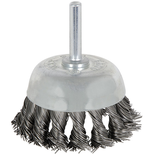 Brosse boisseau &agrave; fils nou&eacute;s torsad&eacute;s mont&eacute; sur mandrin 8046, 1-1/8" dia. Kelford