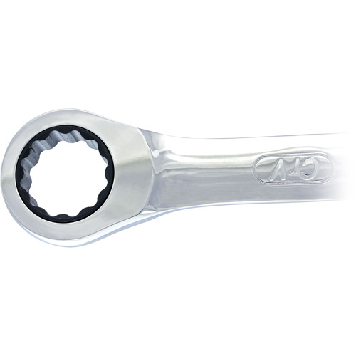 Non-Reversible Long Pattern Ratcheting Combination Wrench, 19 mm, Plain Finish Kelford
