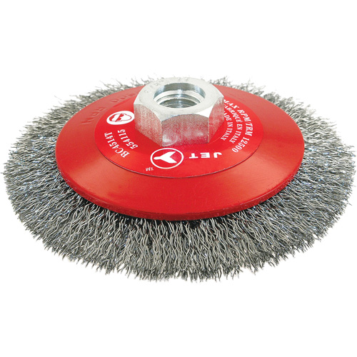 Brosse conique biseaut&eacute;e &agrave; fils sertis, haute performance, Dia. 4-1/2", Fils 0,014", Arbre 5/8"-11, Acier Kelford