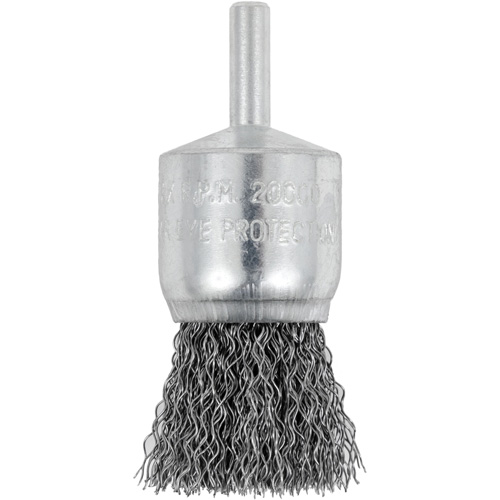 Shaft Mounted Crimped End Brush, 1", 0.012" Fill, 1/4" Shank Kelford