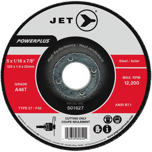 A46T PowerPlus Cut-Off Wheel, 5" x 1/16", 7/8" Arbor, Type 27, 12200 RPM Kelford