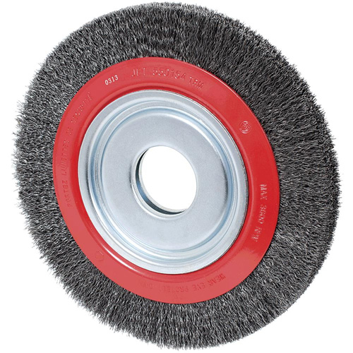 Crimped Wire Wheel, 8" Dia., 0.007" Fill, 1/2"/2"/5/8" Arbor Kelford