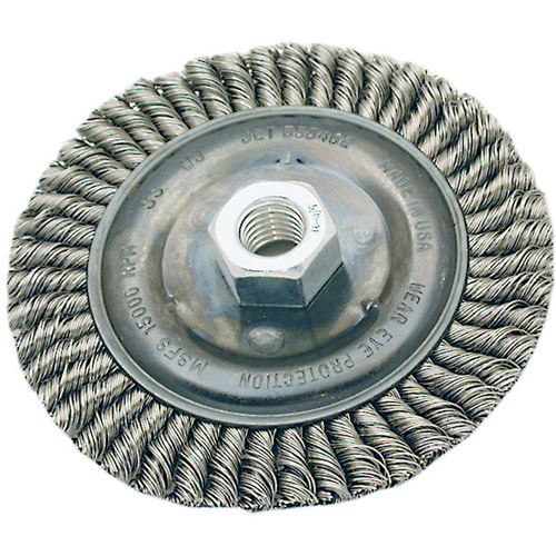 Brosse pour cordon de soudure, Dia. 4", Fils 0,022", Arbre 5/8"-11, Acier Kelford