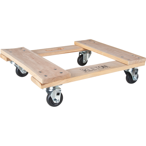 Hardwood Dolly, Polyolefin Wheels, 1000 lbs. Capacity, 18" W x 24" D x 7" H Kelford
