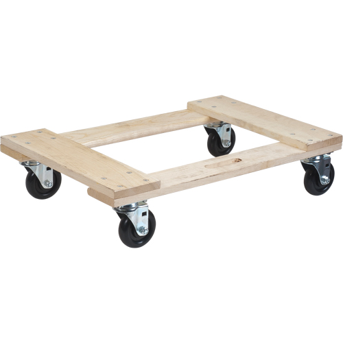 Hardwood Dolly, Polyolefin Wheels, 1000 lbs. Capacity, 18" W x 30" D x 7" H Kelford