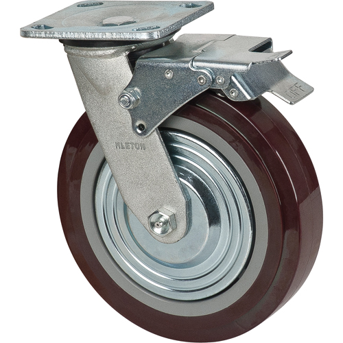 Roulette, Pivotant avec frein, 8" (203,2 mm), Polyur&eacute;thane, 1000 lb (453,6 kg) Kelford