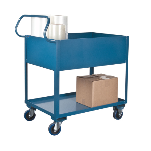 Deep Lipped Service Cart, 2 Tiers, 24" W x 47" H x 36" D, 1200 lbs. Capacity Kelford