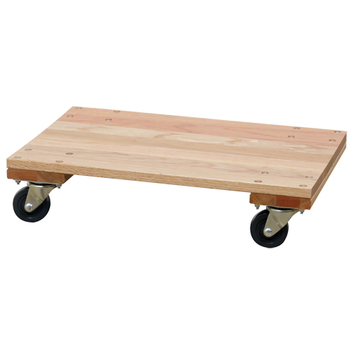 Solid Platform Wood Dolly, Rubber Wheels, 900 lbs. Capacity, 16" W x 24" D x 6" H Kelford