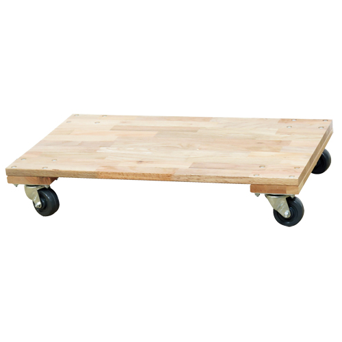 Solid Platform Wood Dolly, Rubber Wheels, 900 lbs. Capacity, 18" W x 30" D x 6" H Kelford