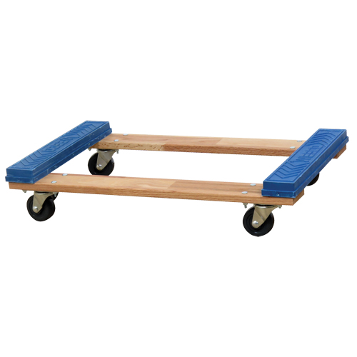 Open Deck Rubber Ends Dolly, Wood Frame, 18" W x 30" D x 6" H, 900 lbs. Capacity Kelford