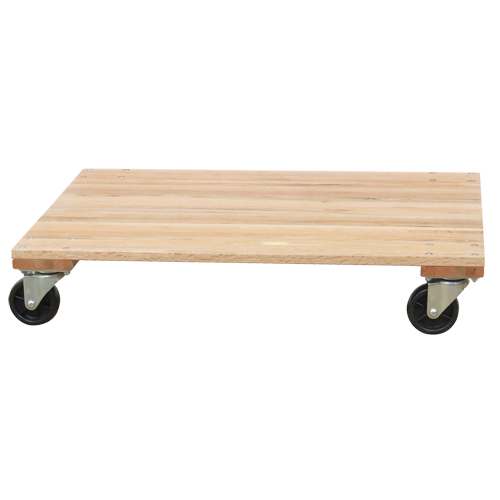 Solid Platform Wood Dolly, Rubber Wheels, 1200 lbs. Capacity, 18" W x 30" D x 7" H Kelford