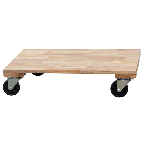 Solid Platform Wood Dolly, Rubber Wheels, 1200 lbs. Capacity, 24" W x 36" D x 7" H Kelford