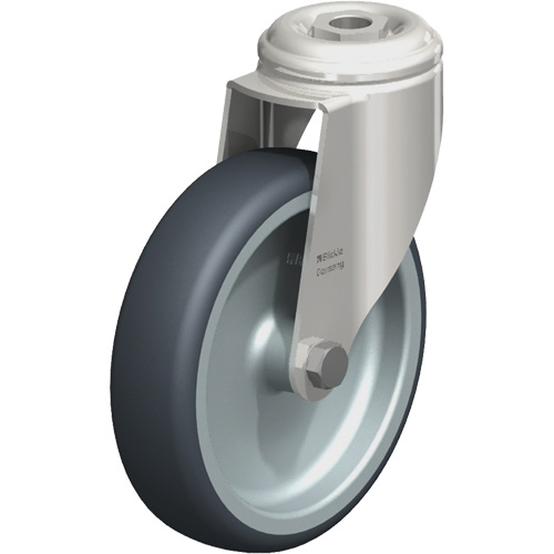 Roulette en &eacute;lastom&egrave;re thermoplastique acier inoxydable, Pivotant, Diam&egrave;tre 5" (127 mm), Capacit&eacute; 265 lb (120 kg) Kelford
