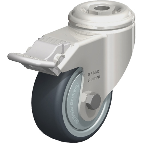 Roulette en &eacute;lastom&egrave;re thermoplastique acier inoxydable, Pivotant avec frein, Diam&egrave;tre 3-1/8" (79,5 mm), Capacit&eacute; 220 lb (100 kg) Kelford