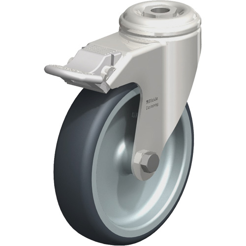 Roulette en &eacute;lastom&egrave;re thermoplastique acier inoxydable, Pivotant avec frein, Diam&egrave;tre 5" (127 mm), Capacit&eacute; 265 lb (120 kg) Kelford