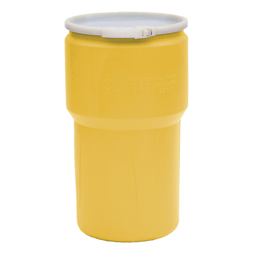 Nestable Polyethylene Drum, 14 US gal (11.7 imp. gal.), Open Top, Yellow Kelford