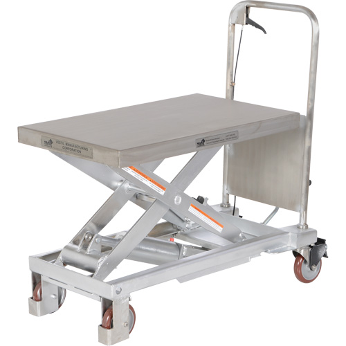 Manual Hydraulic Scissor Lift Table, 32-1/2" L x 19-1/2 W, Partial Stainless Steel, 1000 lbs. Capacity Kelford