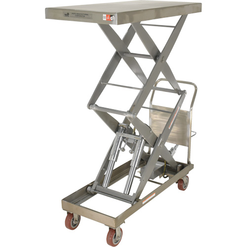 Manual Hydraulic Scissor Lift Table, 47-1/2" L x 24" W, Partial Stainless Steel, 1500 lbs. Capacity Kelford