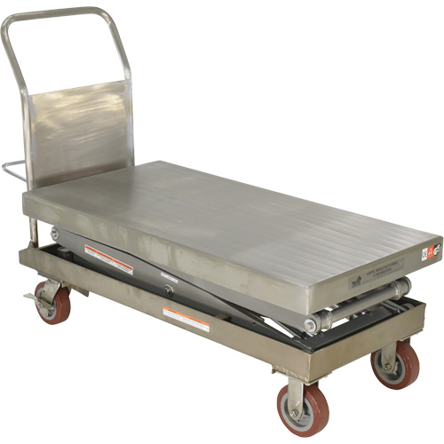 Manual Hydraulic Scissor Lift Table, 47-1/2" L x 24" W, Partial Stainless Steel, 1500 lbs. Capacity Kelford