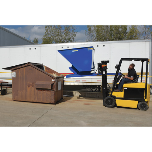 Self-Dumping Hopper, Steel, 1 cu.yd., Blue Kelford