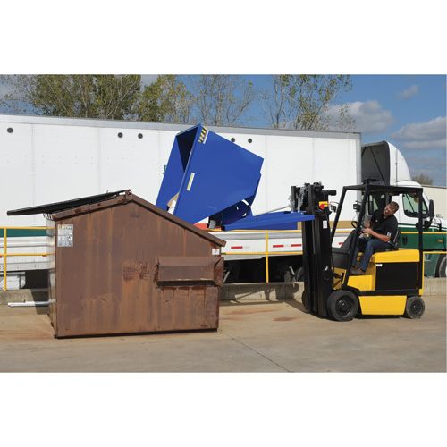 Self-Dumping Hopper, Steel, 1 cu.yd., Blue Kelford